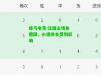 蜂鸟电竞:法国主场负德国，小组排名受到影响